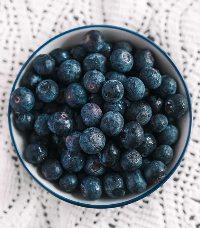 Fresh blueberries are individually quick frozen to give a field fresh fruit