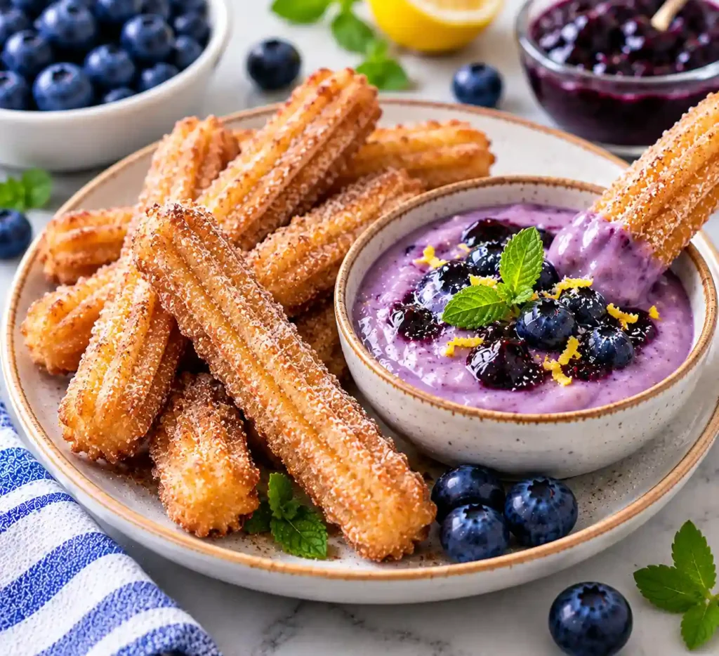 Churros with Blueberry Custard