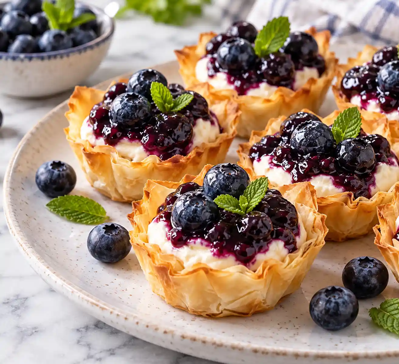 Cream Cheese and Blueberry Phyllo Tarts