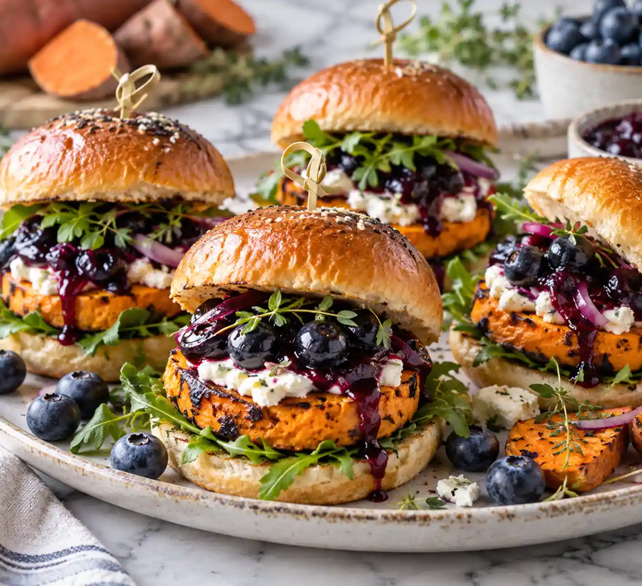 SWEET POTATO AND BLUEBERRY SLIDERS