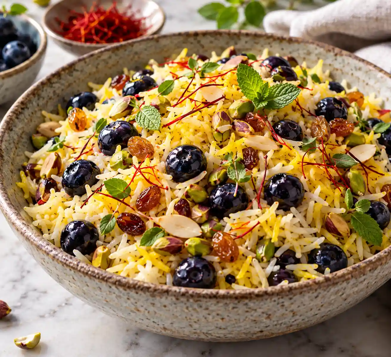 Saffron Blueberry Pilaf
